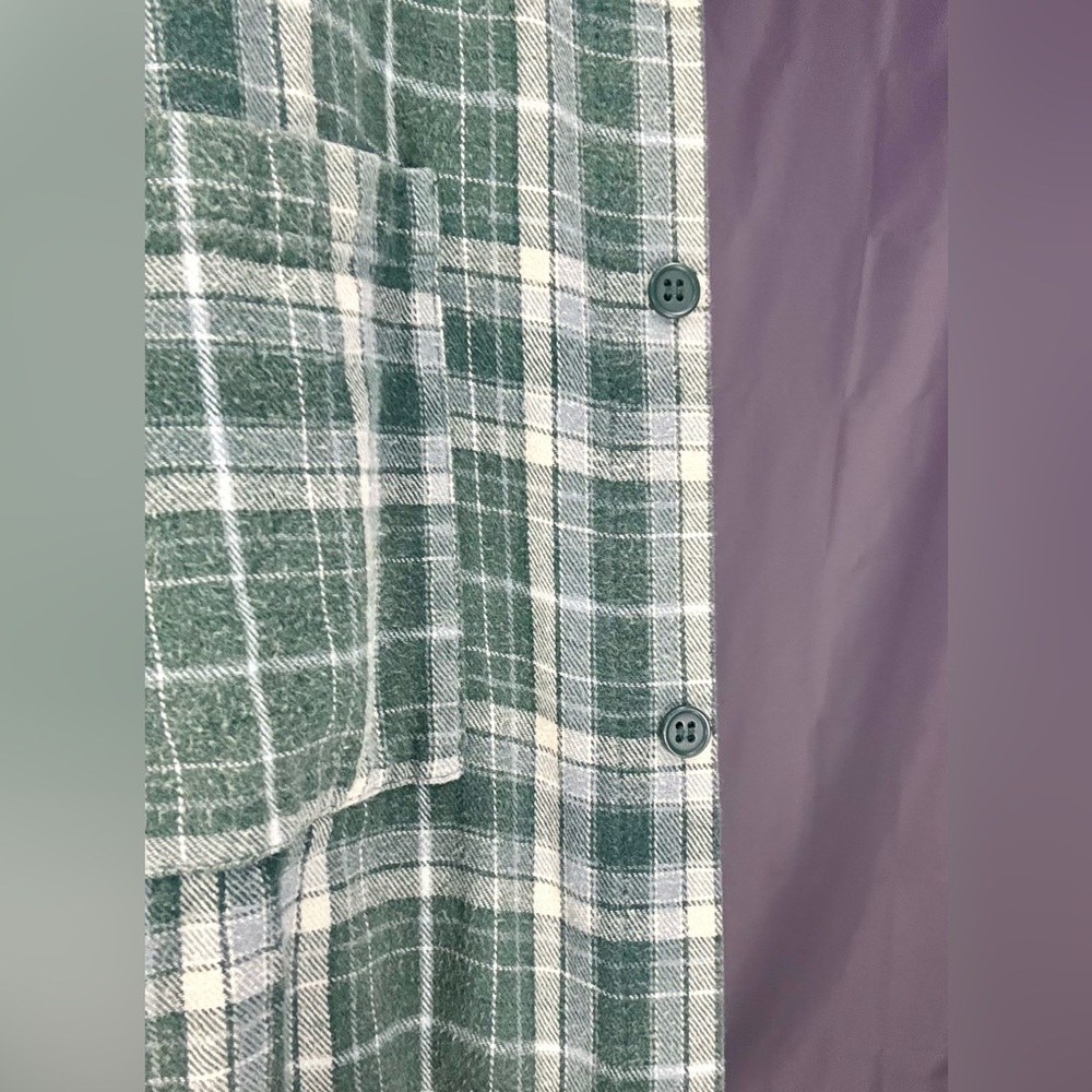 Green Plaid Button-Up Flannel